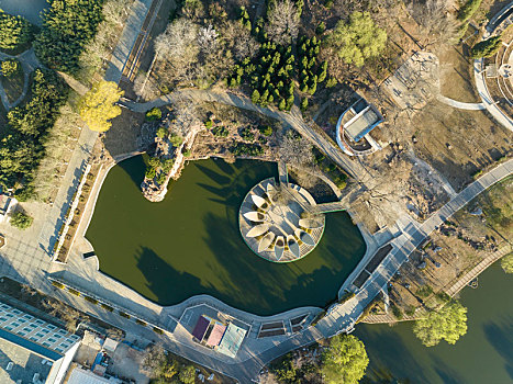 河北省石家庄市植物园航拍图片