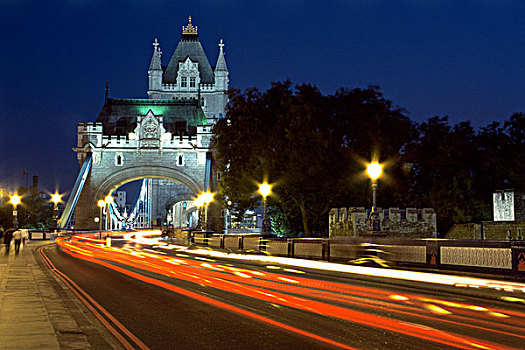 英国,伦敦,塔桥,景观灯