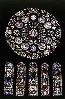 圆花窗,南,建筑,大教堂,沙特尔大教堂,法国