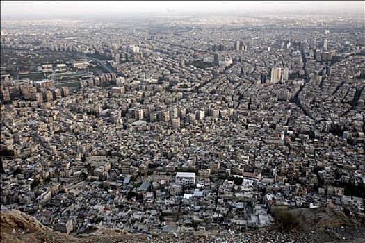 顶峰,攀升,大马士革,叙利亚,俯视,远景