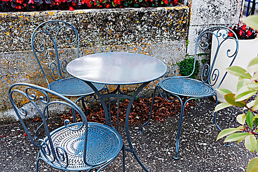 户外桌,椅子,秋天,法国