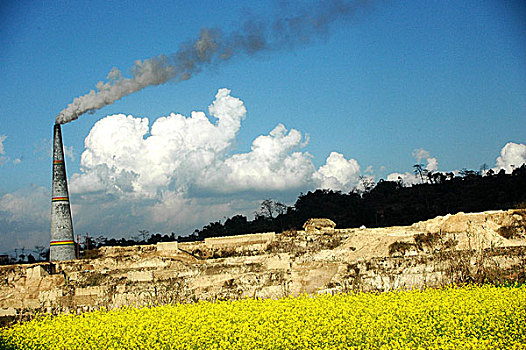 漂亮,地点,加德满都,尼泊尔,污染,砖,工厂,四月,2007年