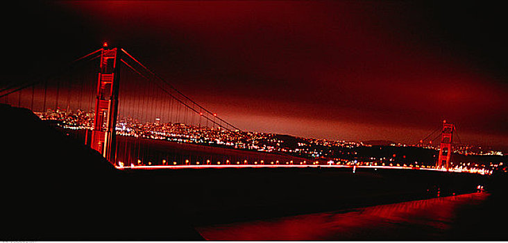 金门大桥,夜晚,旧金山,加利福尼亚,美国