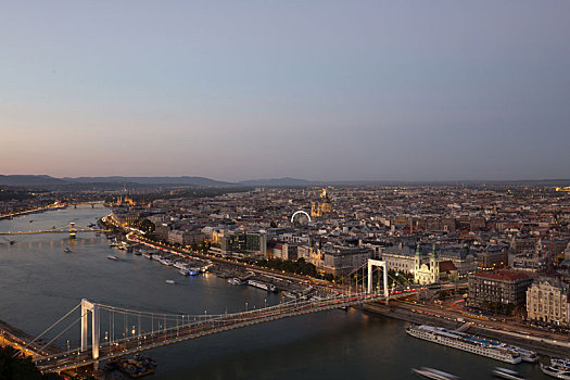 布达佩斯黄昏城市天际线风景