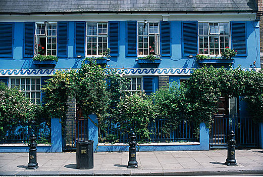 蓝色,房子,波多贝罗路,伦敦,英格兰