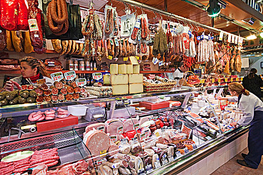 西班牙,巴塞罗那,市场,肉,乳酪店