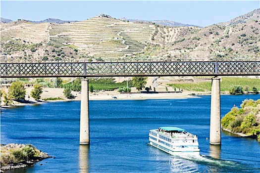 铁路,高架桥,游船,山谷,葡萄牙