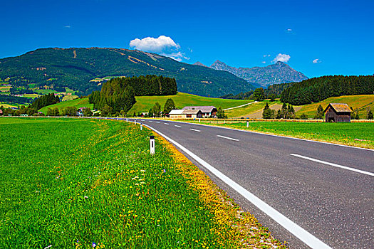 阿尔卑斯山,道路,夏天,鲜艳