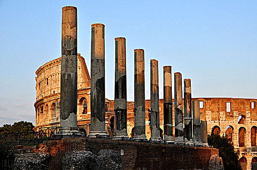 柱子,庙宇,罗马,古罗马广场,罗马角斗场,拉齐奥,意大利,欧洲