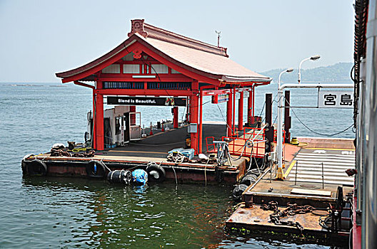 宫岛,渡轮,车站,日本