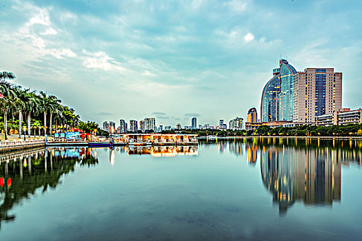 厦门白鹭洲公园筼筜湖夜景