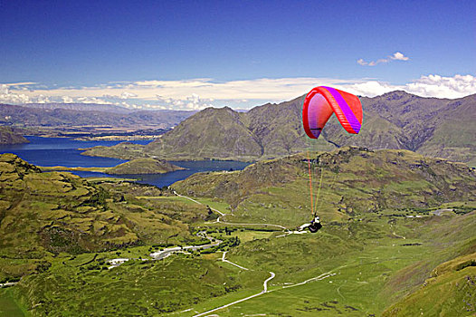 滑翔伞,瓦纳卡,南岛,新西兰