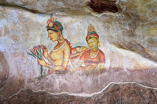 壁画,云,女孩,狮子岩,锡吉里耶,世界遗产,斯里兰卡,亚洲