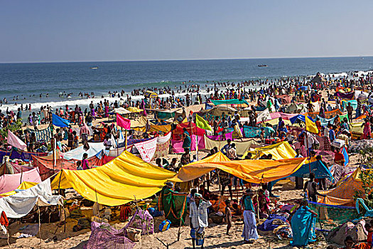 印度,泰米尔纳德邦,马哈拉里普林,节日,海滩