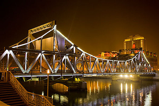 天津海河解放桥夜景