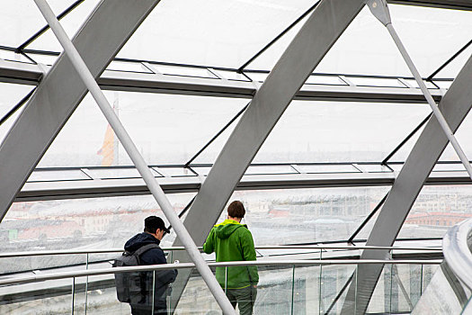 德国柏林,国会大厦螺旋状艺术的建筑
