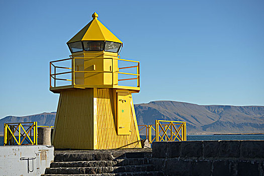 灯塔,入口,雷克雅未克,港口,冰岛