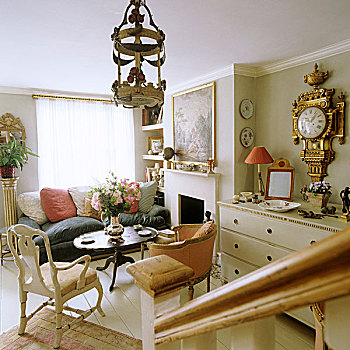 英国,客厅,金色,摆锤,钟表,墙壁