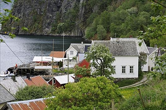 乡村,松恩峡湾,木屋,挪威,斯堪的纳维亚,欧洲