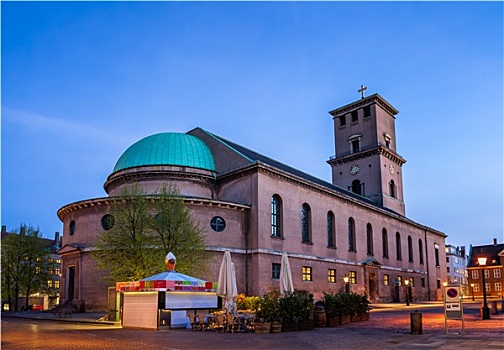 圣母大教堂,哥本哈根,黄昏,丹麦