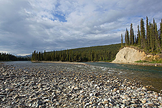砾石,两个,岸边,育空地区,加拿大