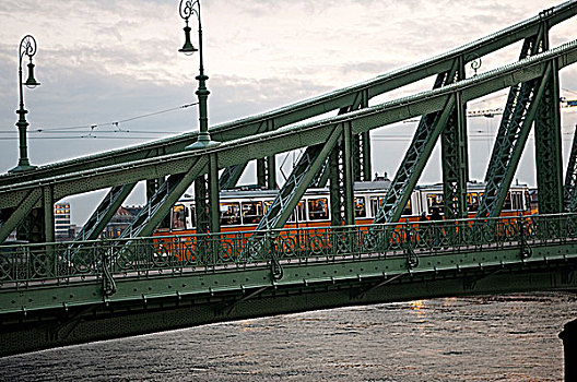 缆车,自由,桥,上方,多瑙河,布达佩斯