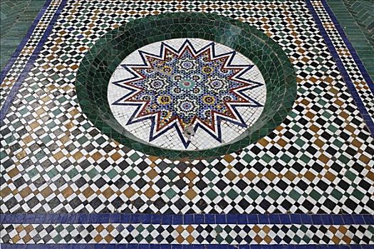 装饰,地砖,宫殿,玛拉喀什,摩洛哥,非洲