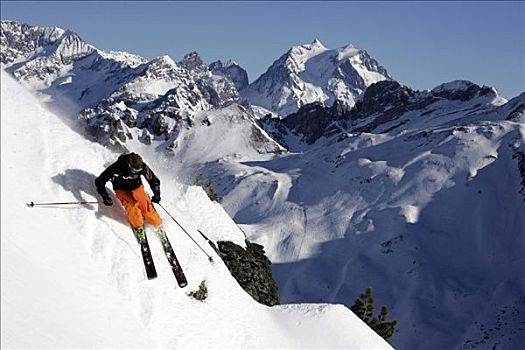 法国,阿尔卑斯山,边远地区,滑雪
