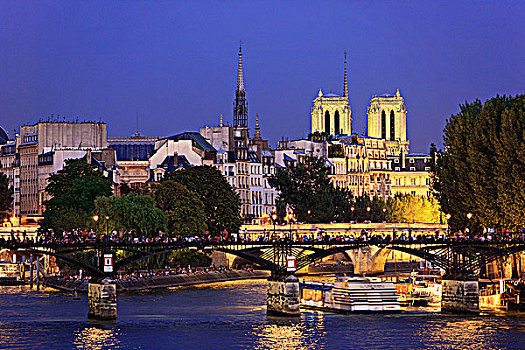 法国,巴黎,圣母大教堂,艺术桥