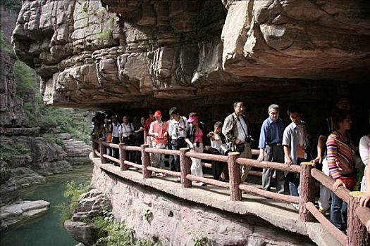 人群,远足,山谷,靠近,山,中国