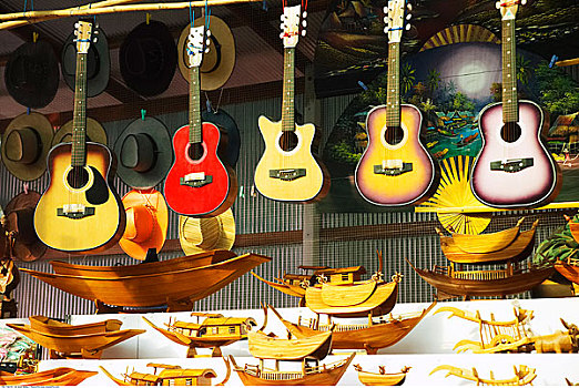 吉他,出售,水上市场,丹能沙朵水上市场,泰国