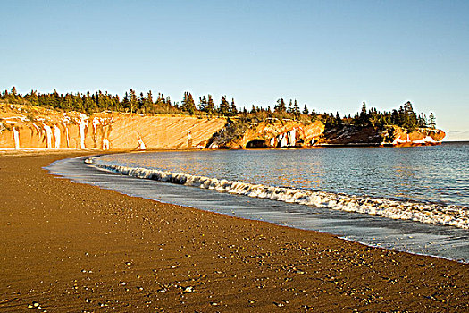 海滩,冬天,芬地湾,新布兰斯维克,加拿大