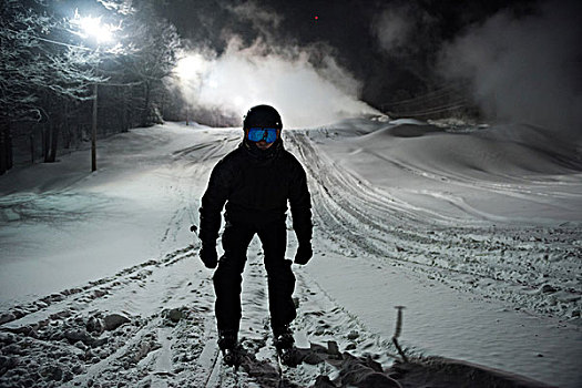 滑雪,雪,阿尔卑斯山,夜晚