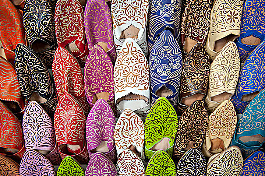 摩洛哥,皮革,拖鞋,出售,市场,玛拉喀什