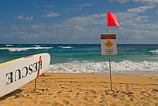 风暴,警告,海滩,瓦胡岛,夏威夷,美国