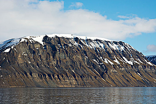 挪威,斯瓦尔巴特群岛,山,靠近,朗伊尔城,展示,深,腐蚀