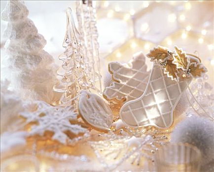 圣诞气氛,甜点饼干,白色,柠檬浇料