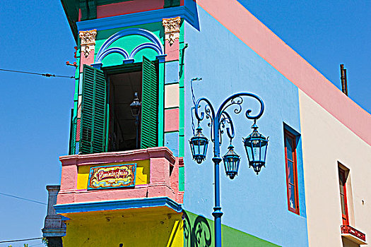彩色,建筑,路灯柱,卡米尼托大街,布宜诺斯艾利斯,阿根廷