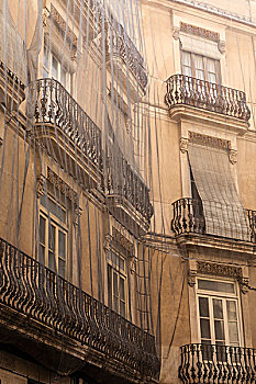 巨大,薄纱,建筑,传统,住宅,老城,瓦伦西亚,西班牙