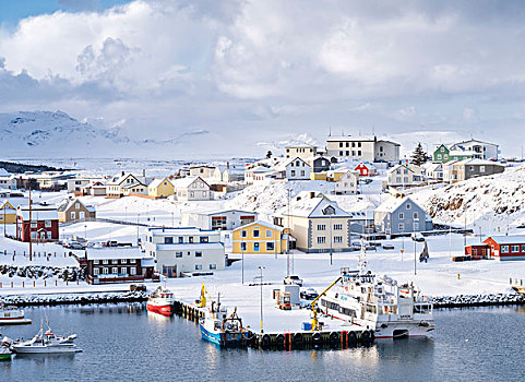 乡村,斯奈山半岛,冬天,港口,冰岛,大幅,尺寸