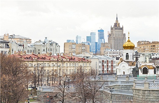 莫斯科,天际线,大教堂,摩天大楼