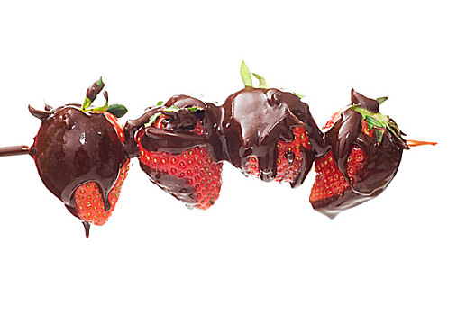 草莓,巧克力,隔绝,白色背景