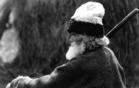 老人,戴着,羊毛帽,摩尔达维亚,东北方,罗马尼亚