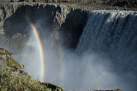 冰岛,自然力,瀑布,彩虹