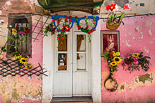 门,粉色,建筑,奥提吉亚岛,锡拉库扎,西西里,意大利