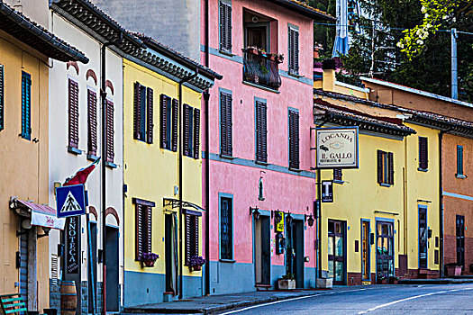 彩色,房子,托斯卡纳,意大利