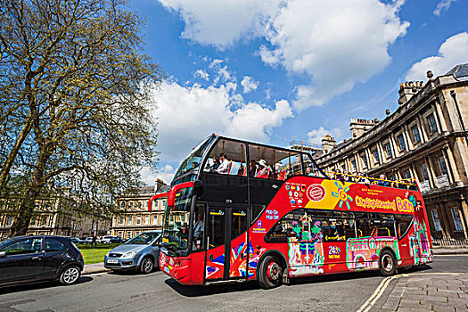 英格兰,萨默塞特,巴斯城,马戏团,旅游巴士