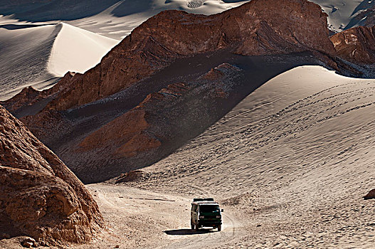 卡车,山谷,月亮,阿塔卡马沙漠,智利