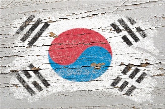 旗帜,韩国,低劣,木质,纹理,涂绘,粉笔