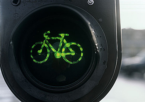 自行车,红绿灯,特写